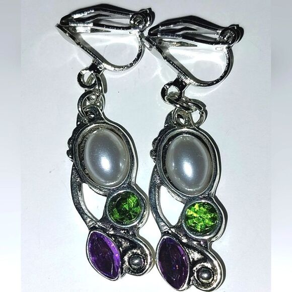 Beautiful gemstone clip-on earrings - Picture 3 of 5